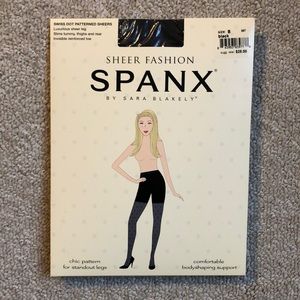 Spanx Black Swiss Dot Sheers size B